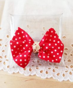 Πορτοφολάκι διάφανο με φιόγκο κόκκινο πουά