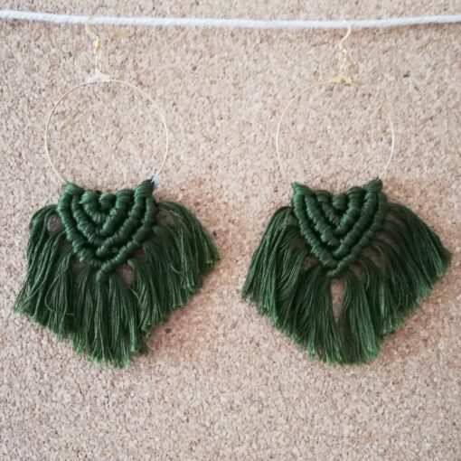 Macrame handmade earrings haki936