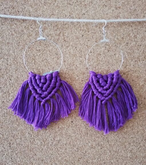 Macrame handmade earrings purple552