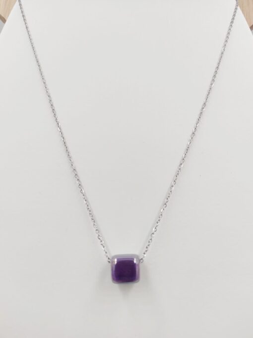 Chain silver necklace purple bead