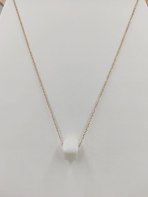 Stainless steel chain necklace with white bead