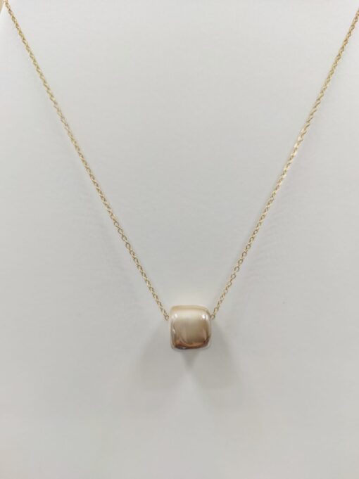 Chain golden necklace beige bead