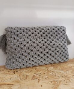 Alternative view of Χειροποίητη τσάντα μακραμέ φάκελος clutch bag γκρί ανοιχτό