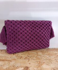Alternative view of Χειροποίητη τσάντα μακραμέ φάκελος clutch bag magenta