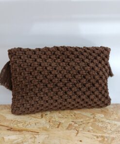 Alternative view of Χειροποίητη τσάντα μακραμέ φάκελος clutch bag καφέ σοκολά