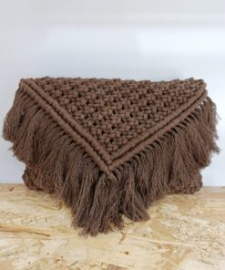 Χειροποίητη τσάντα μακραμέ φάκελος clutch bag καφέ σοκολά