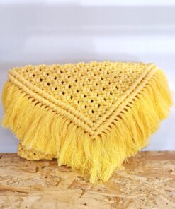 Χειροποίητη τσάντα μακραμέ φάκελος clutch bag λεμονί