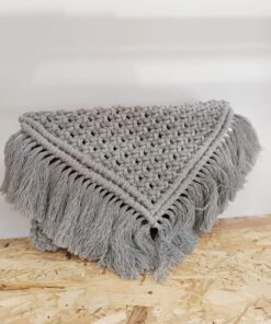 Χειροποίητη τσάντα μακραμέ φάκελος clutch bag γκρί ανοιχτό