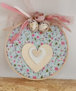 Διακοσμητικό τελάρο floral με καρδούλα "Μαμά" σε γαλάζιο χρώμα