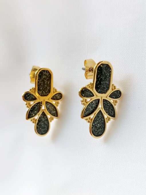 Vintage black glitter earrings