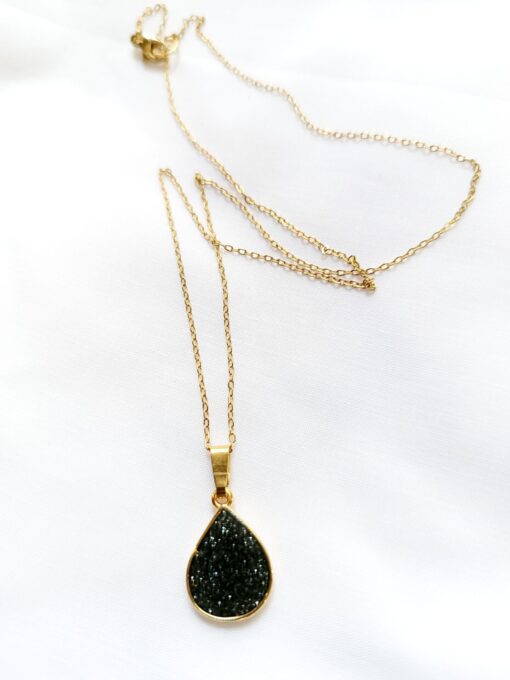 Black glitter drop necklace