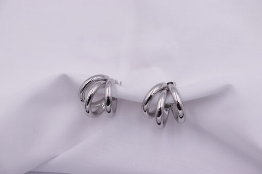 Triple silver hoops stainless steel