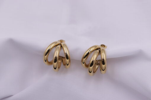 Triple golden hoops stainless steel