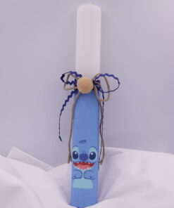 Πασχαλινή χειροποίητη λαμπάδα με σχέδιο Stitch