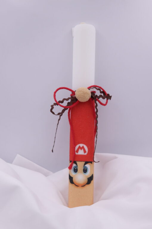 Πασχαλινή χειροποίητη λαμπάδα με σχέδιο Super Mario
