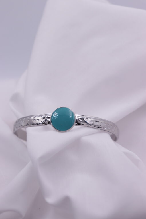Turquoise dot silver cuff βραχιόλι