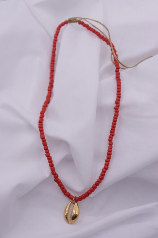 Shell beaded coral κολιέ