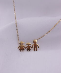 Κολιέ ατσάλινο χρυσό οικογένεια με κορίτσι