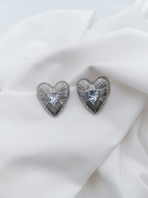 Crystal heart silver