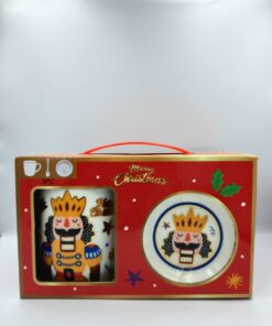 Κούπα κεραμική καρυοθραύστης σε κουτί δώρου με κουταλάκι και πιατάκι