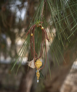 Μαρτυρικό βραχιόλι βάπτισης κωνσταντινάτο με ματάκι και φούντα