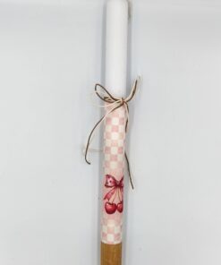 Λαμπάδα με κεράσια δίχρωμη λευκό-χρυσό